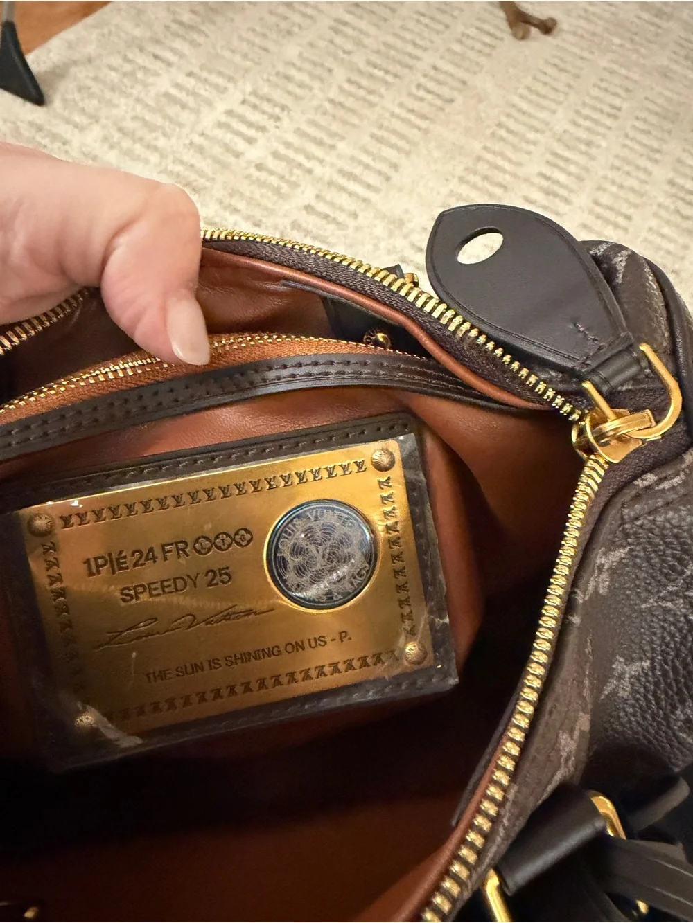 Dark Brown Speedy P9 soft Monogram Satchel with Matching Pouch